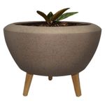 Maceta Redonda Kavala con Patas de Madera 58 x 29 Cm