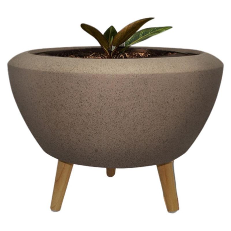 Maceta Redonda Kavala con Patas de Madera 58 x 29 Cm