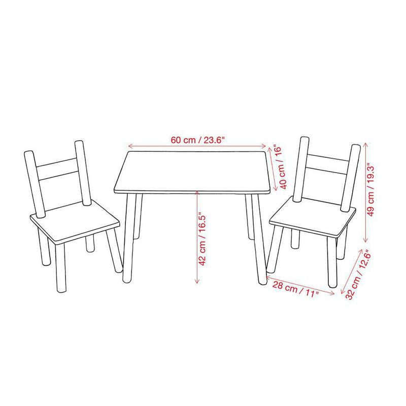 Set de Mesa Infantil con 2 Sillas Color Azul