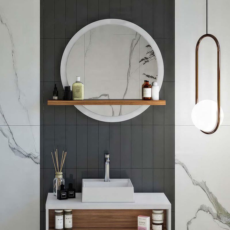 Espejo Circular con Repisa 80X71.6X12 Cm