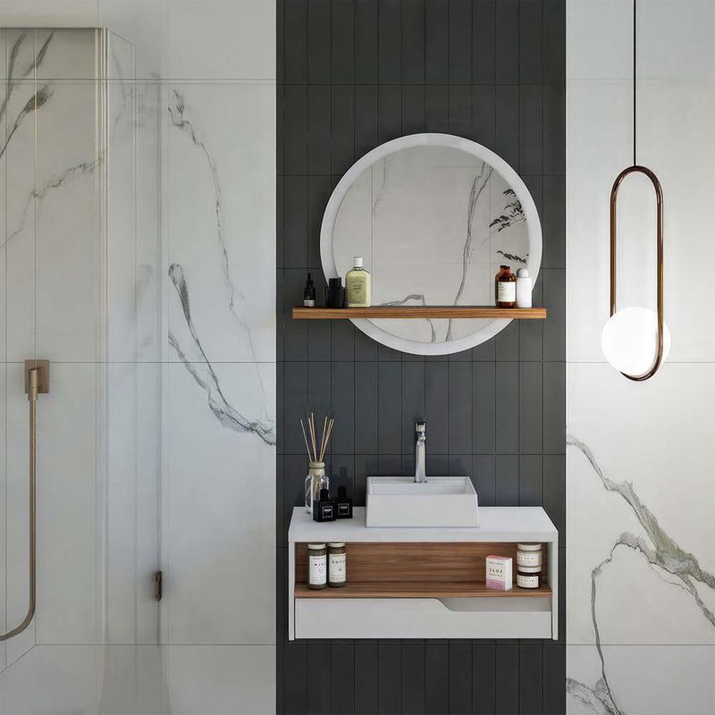 Espejo Circular con Repisa 80X71.6X12 Cm