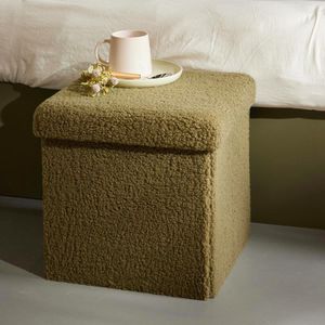 Taburete Plegable con Almacenamiento Verde Olivo&nbsp;