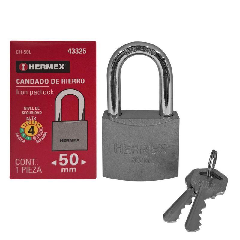 Candado de Hierro 50 mm con Gancho Largo
