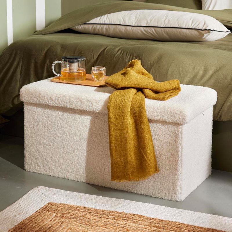 Banca Plegable con Almacenamiento Crema