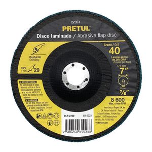 Disco Laminado para Pulido de 7 x 7/8 plg Grano 40