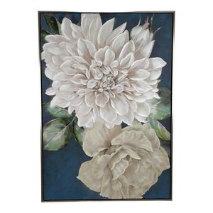 Cuadro Decorativo con Relieve con Flores en Tonos Neutros