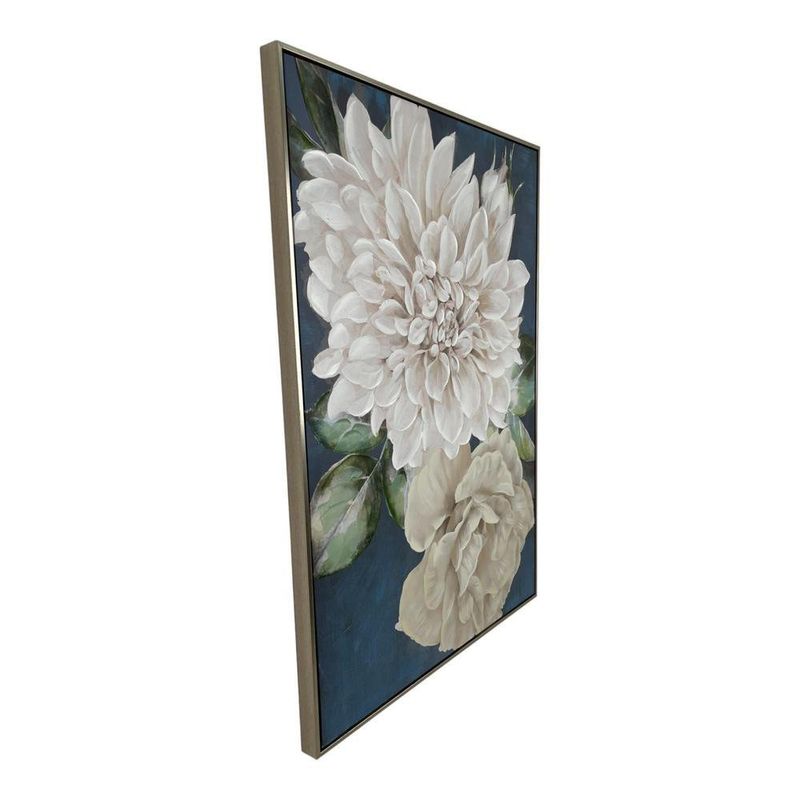 Cuadro Decorativo con Relieve con Flores en Tonos Neutros