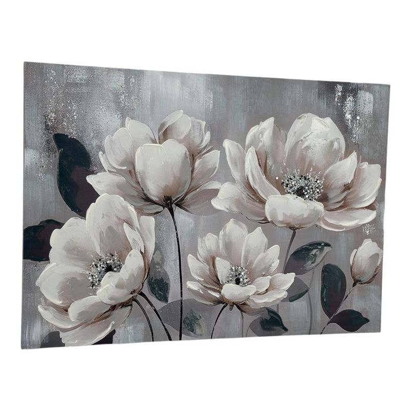 Cuadro Decorativo con Flores en Tonos Neutros