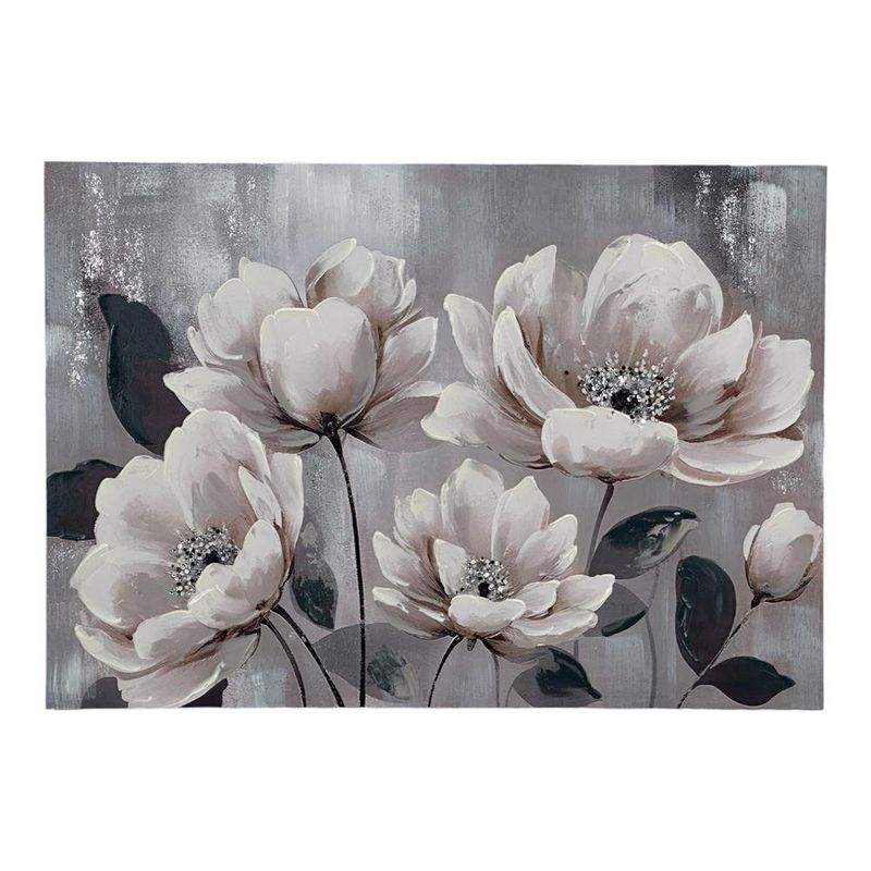 Cuadro Decorativo con Flores en Tonos Neutros