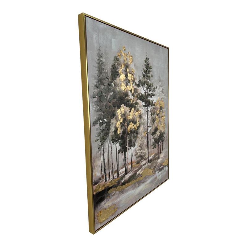 Cuadro Decorativo con Relieve de Bosque con Detalles Dorados