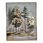 Cuadro Decorativo con Relieve de Bosque con Detalles Dorados