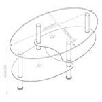 Mesa de Centro Ovalada Vidrio Transparente 100x60x42 Cm - Z