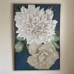 Cuadro Decorativo con Relieve con Flores en Tonos Neutros