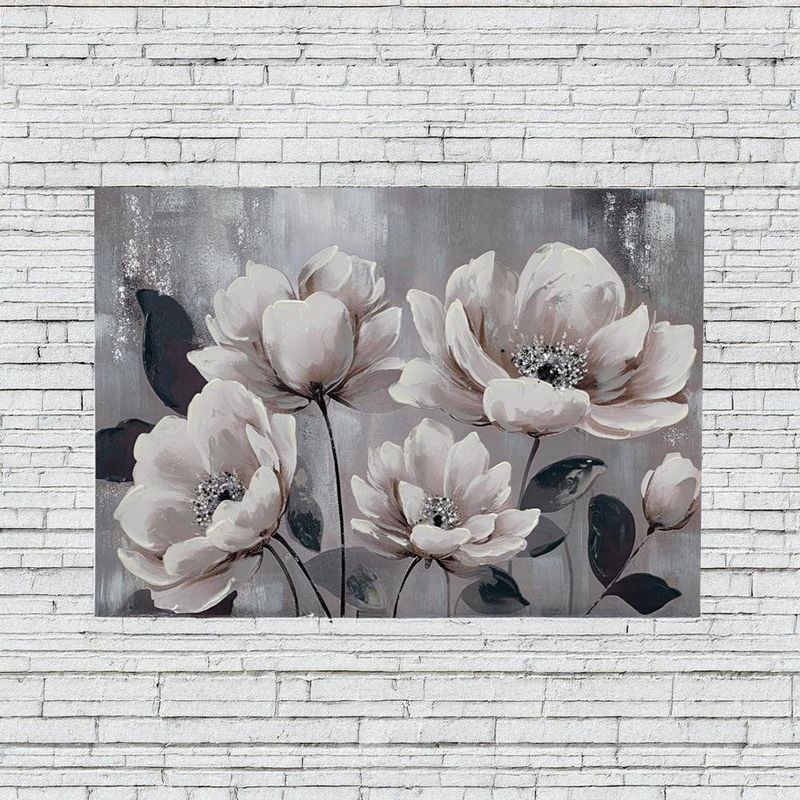 Cuadro Decorativo con Flores en Tonos Neutros