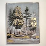 Cuadro Decorativo con Relieve de Bosque con Detalles Dorados