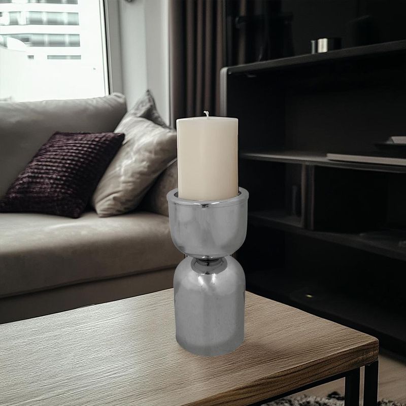 Candelero Metálico Plateado