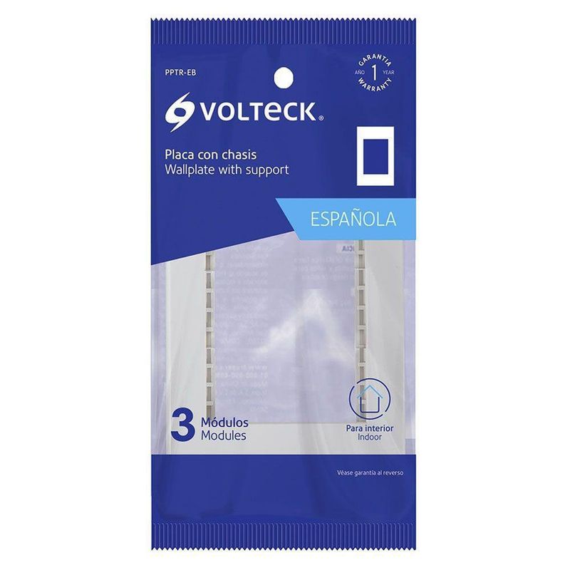 Placa Española De 3 Módulos Blanca - Volteck