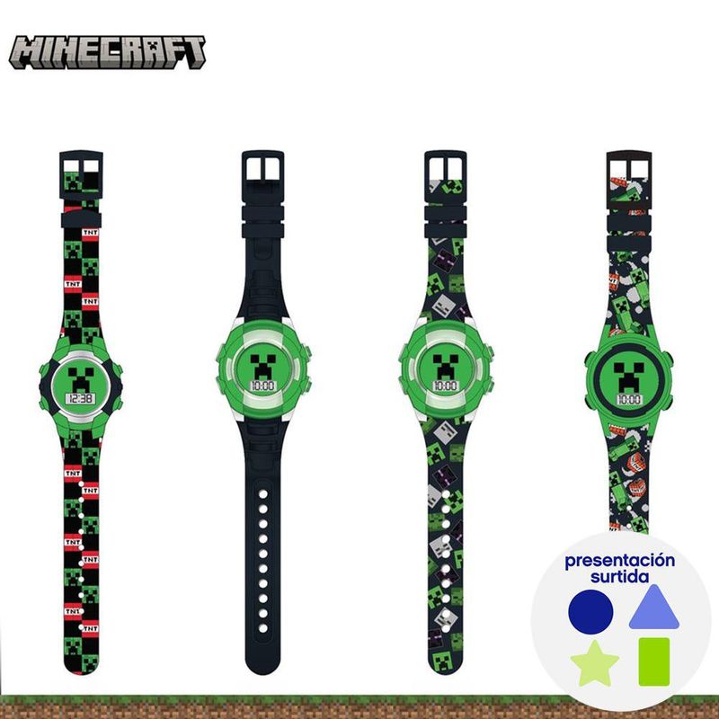 Reloj LCD Parpadeante Verde de Minecraft