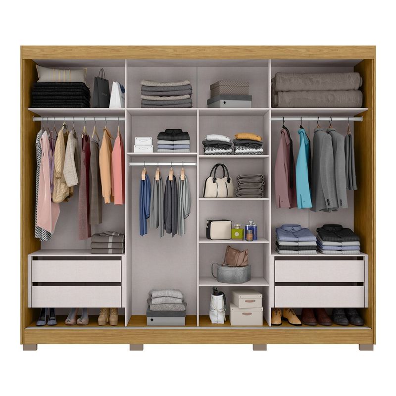 Armario Mario con Puertas Corredizas y Espejo de 268 x 52 x 230 Cm