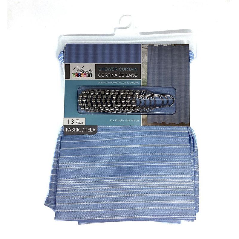 Cortina de Baño Tela Estampada Líneas Azules 178 X 183 Cm