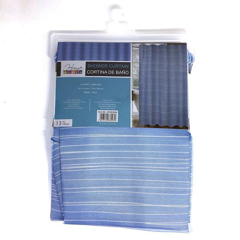 Cortina de Baño Tela Estampada Líneas Azules 178 X 183 Cm