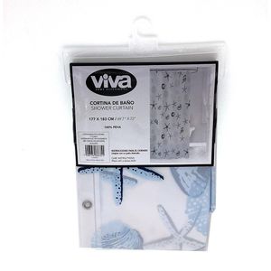 Cortina de PEVA con Ganchos para Baño de 177 x 183 cm Diseño Océano