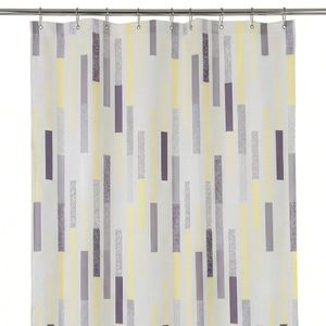 Cortina de PEVA para Baño Diseño de Líneas con Ganchos