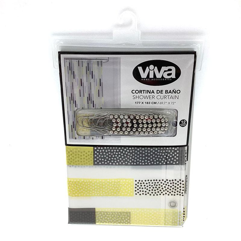 Cortina de PEVA para Baño Diseño de Líneas con Ganchos