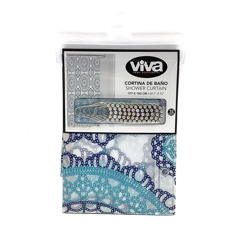 Cortina de Baño Transparente Peva Mandalas 177 X 183 Cm