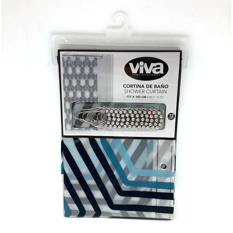 Cortina de Baño Transparente Peva Azul 177 X 183 Cm