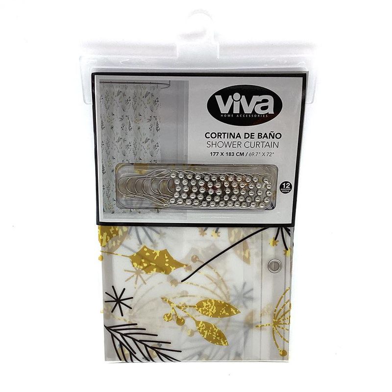 Cortina de Baño Transparente Peva Amarilla 177 X 183 Cm