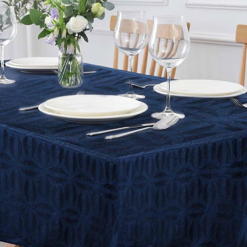 Mantel Rectangular 180X320 Cm Azul con Diseño Geométrico
