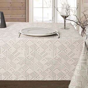 Mantel Cuadrado 180X180 Cm Geométrico Beige