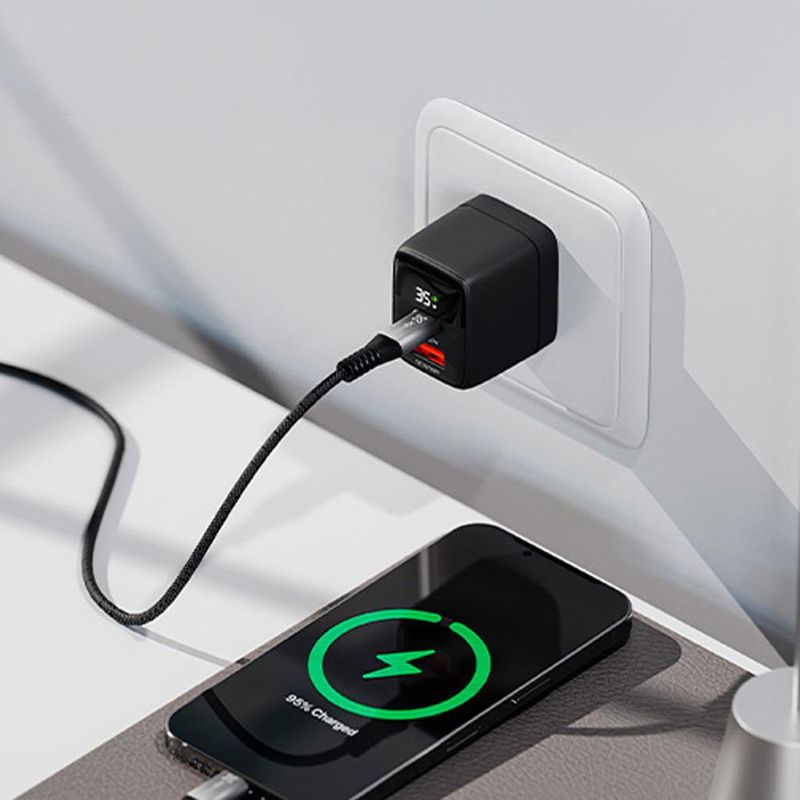 Cargador Doble de Pared USB-C y USB-A 35W