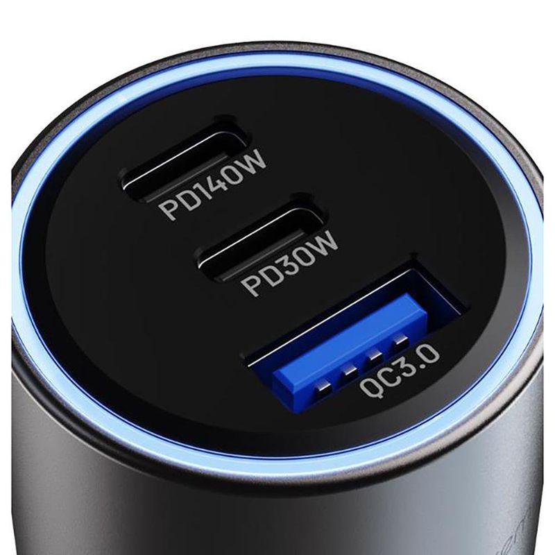 Cargador de Auto PowerGo 140W 2 USB-C y 1 USB-A