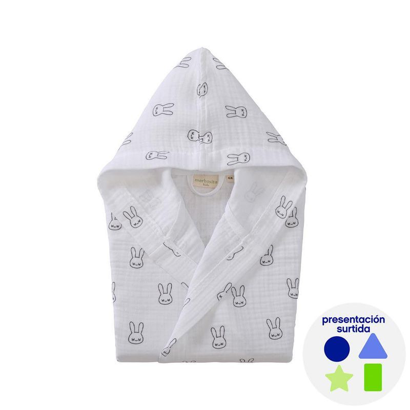 Bata de Baño Infantil con Capucha Conejos 4-6 Años