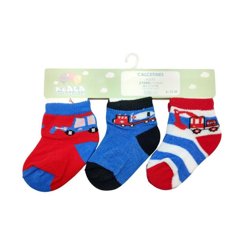 Set de 3 Pares de Calcetas para Bebé de 6-12 Meses Multicolor