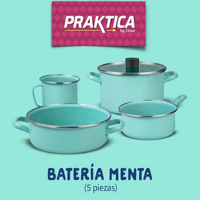 Batería Esmaltada 5 Piezas Menta