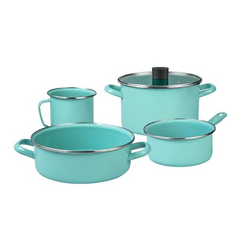 Batería Esmaltada 5 Piezas Menta