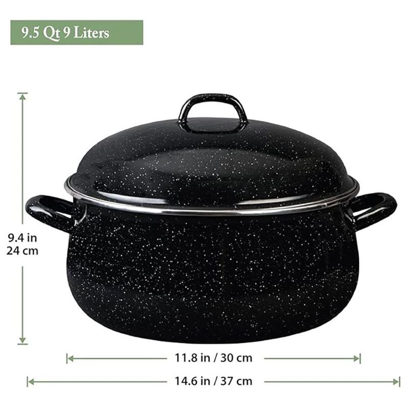 Olla Abombada Anillo Negro Brillante 28 cm