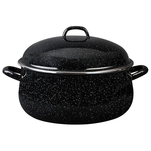 Olla Abombada Anillo Negro Brillante 28 cm