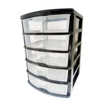 Gavetero de Plástico de 5 Gavetas Color Negro