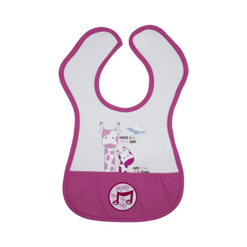 Babero con Bolsillo y Diseño de Vaca Fucsia