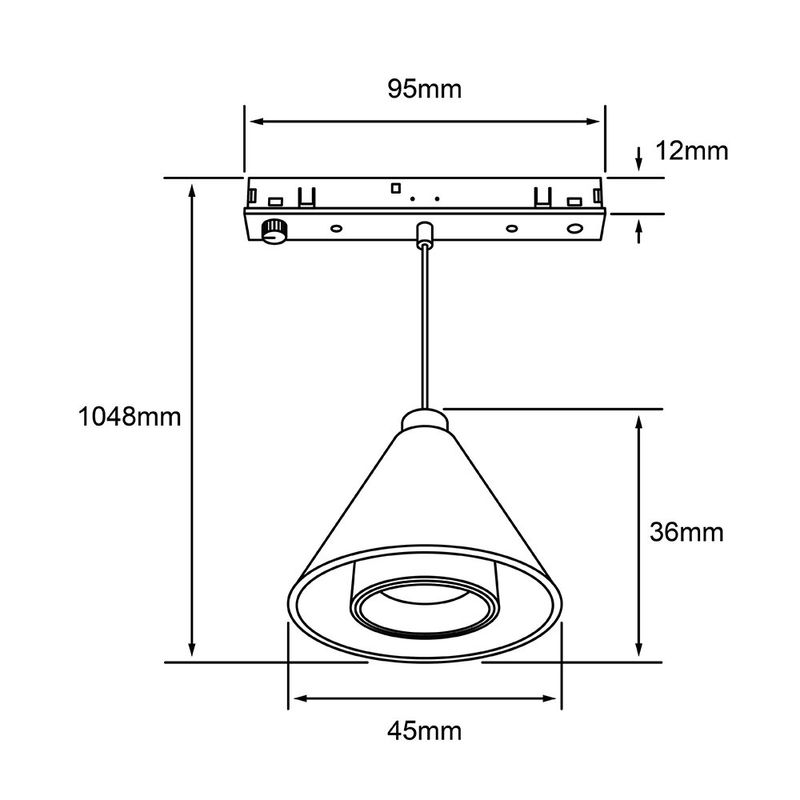 Lámpara Colgante Cónica Magnética para Riel
