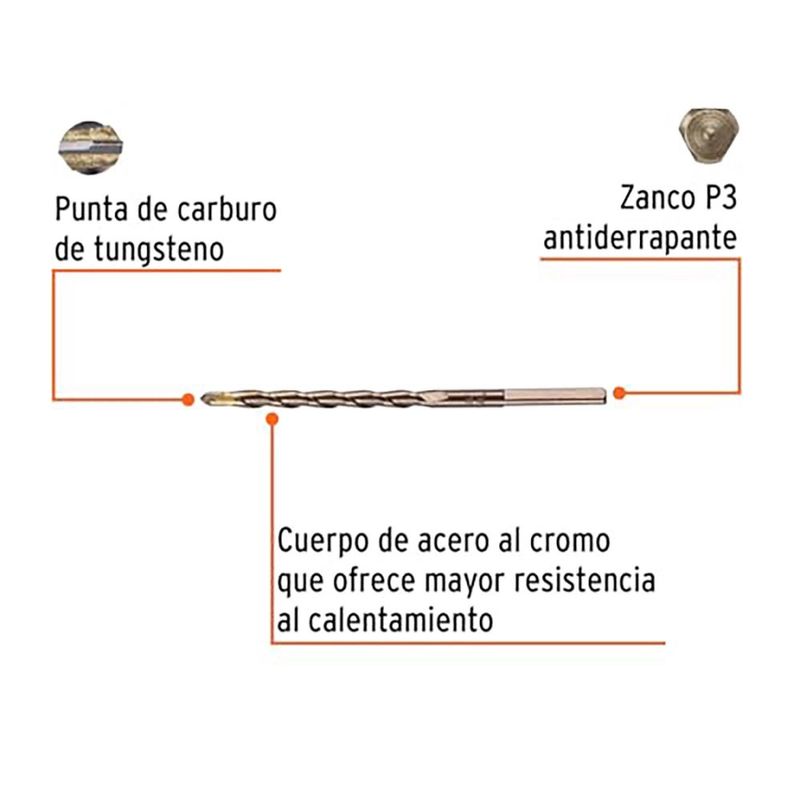 Broca para Concreto de 3/16 Plg X 4 Plg