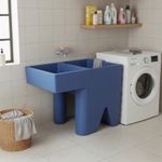 Pila Plástica 1 Lavadero Izquierdo Color Celeste