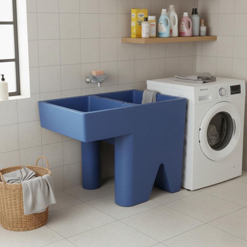 Pila Plástica 1 Lavadero Izquierdo Color Celeste