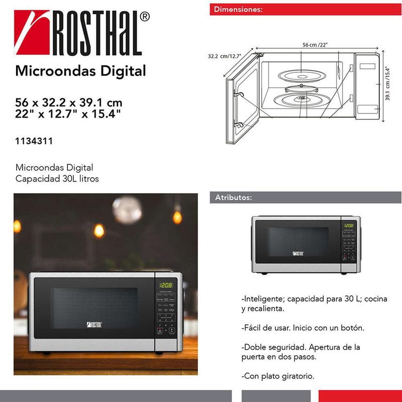 Horno Microondas Digital Gris 1 Pie