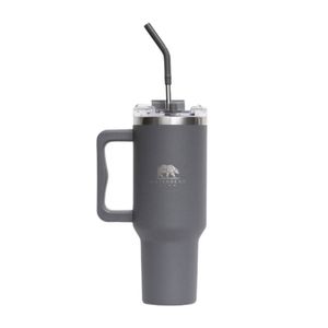 Vaso Térmico de Acero Inoxidable con Pajilla Gris 887Ml