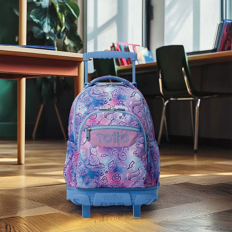 Mochila Ruedas Niño Porta PC 15.4" Diseño Unicornios